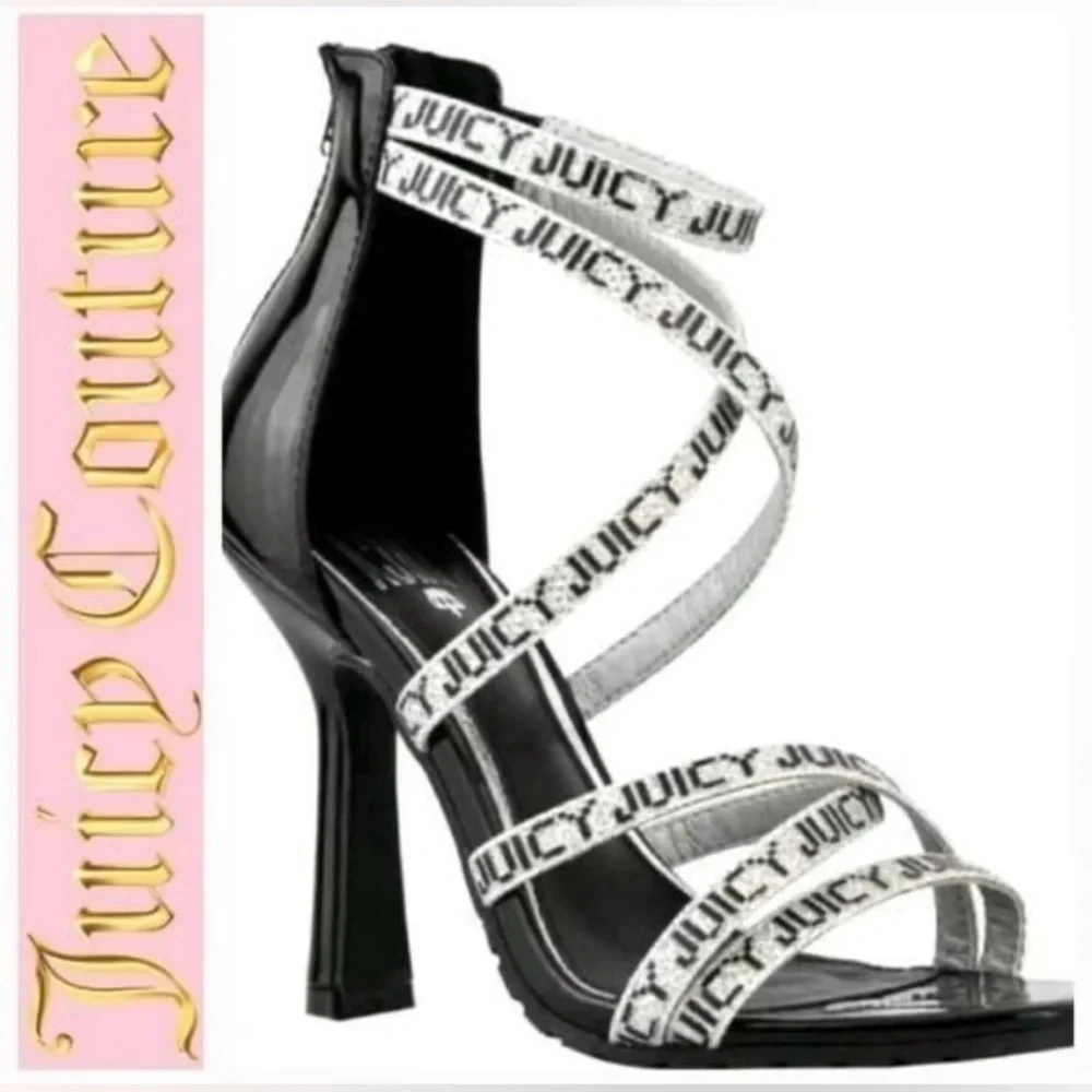 Juicy Couture Black Strappy Logo High Heel Sandals